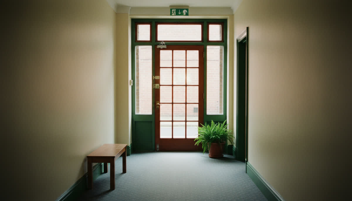 A clean communal hallway in a block of flats