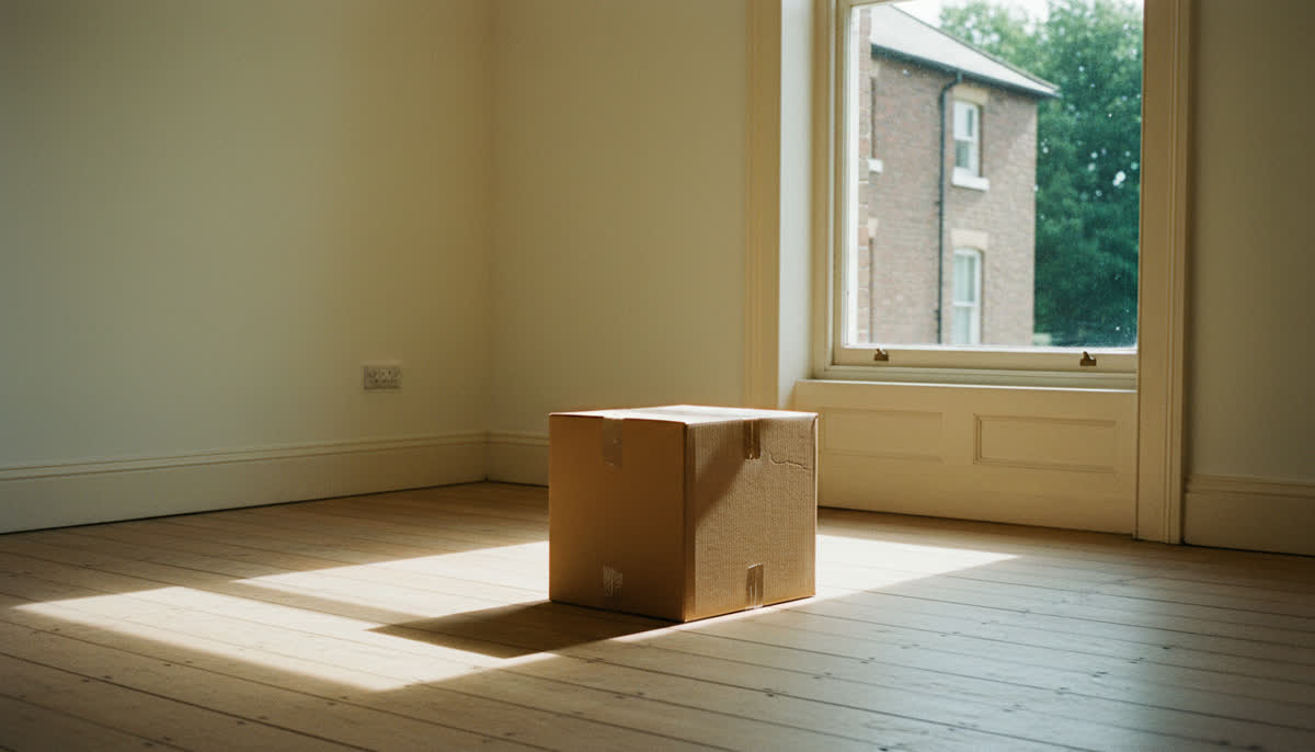 A removals box in an empty room