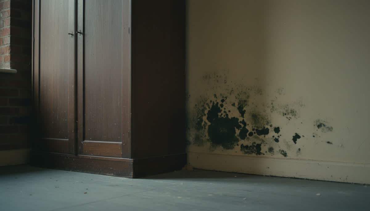 Dark mould spotting in the corner of a wall