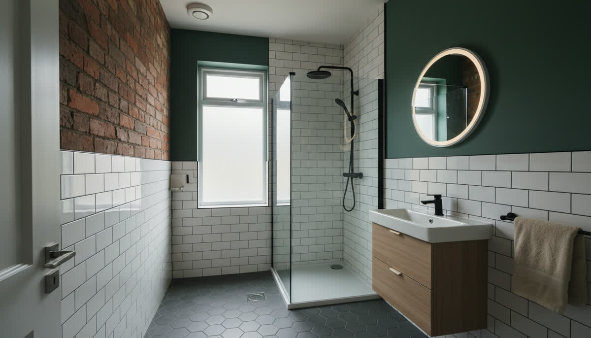 A small en-suite shower room in a converted house