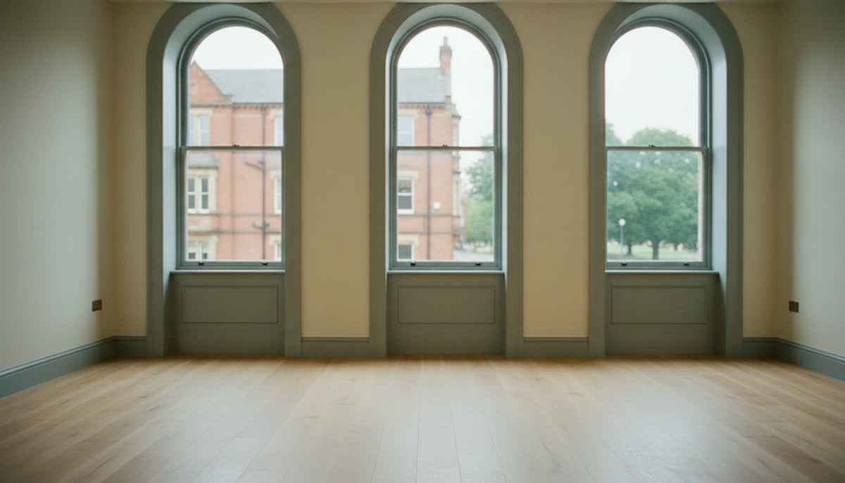 An empty newly finished living room