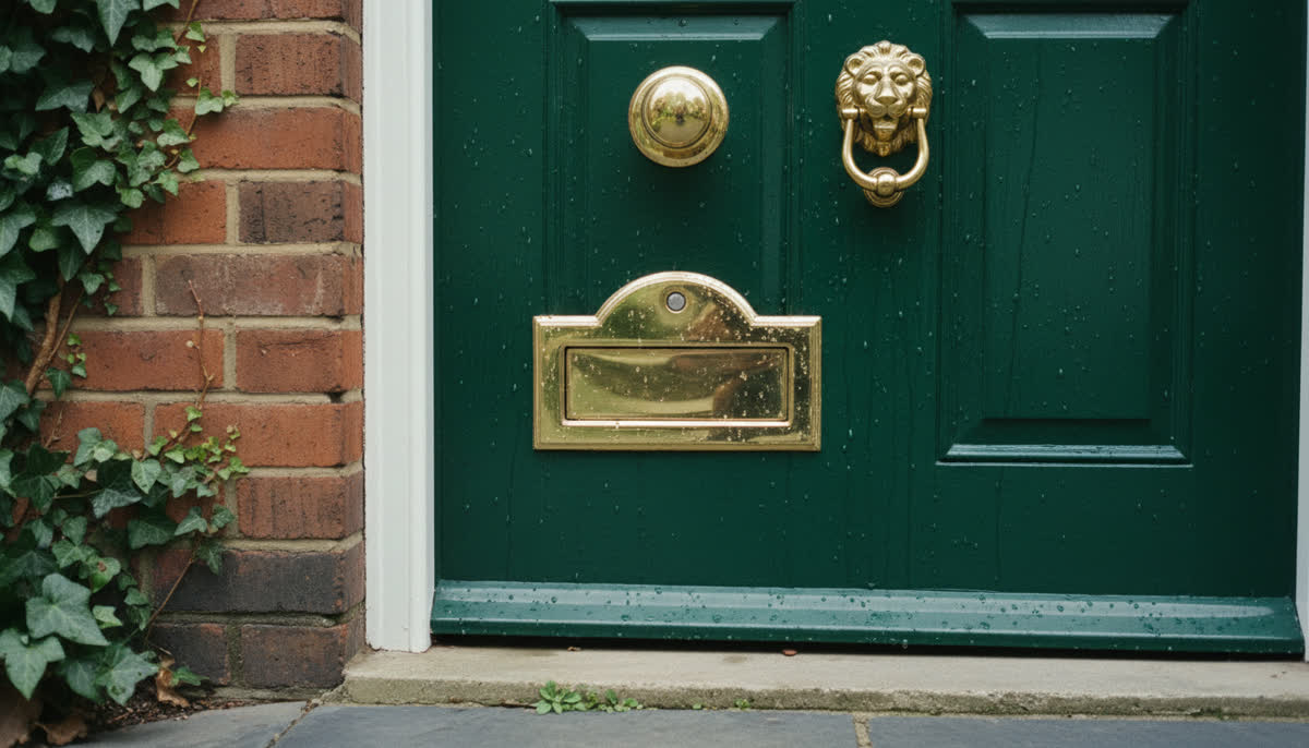 Brass letterbox on a Victorian front door