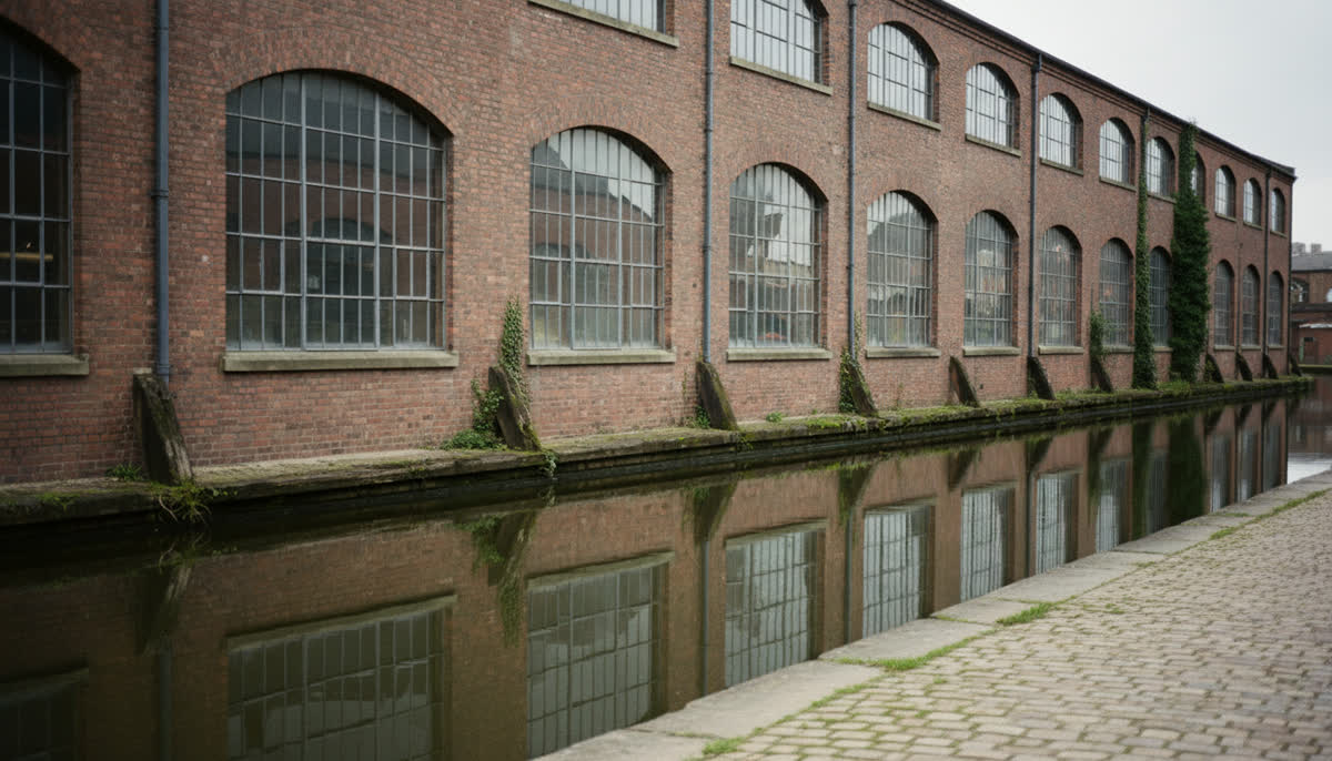 A converted cotton mill beside a canal