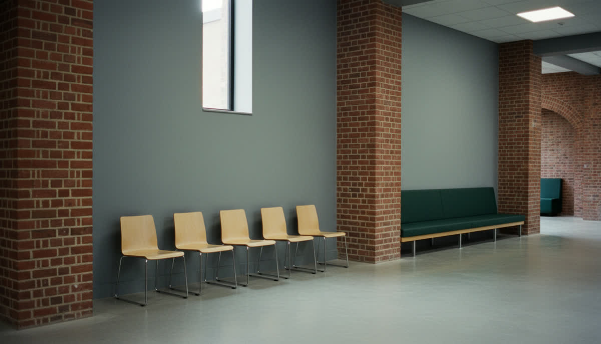 An empty waiting area in a civic building